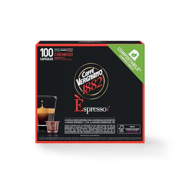 Caffè Vergnano Èspresso1882 - 100 Capsule Caffè Compatibili Nespresso e Compostabili