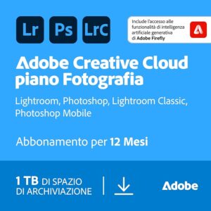Creative Cloud Photography plan | Standard 1TB | 1 Anno | PC/Mac |Download Digitale