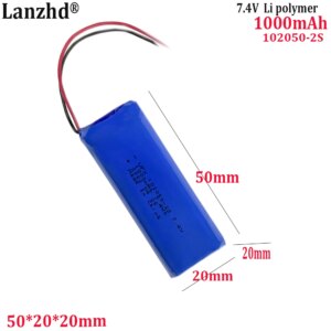 Batteria ai polimeri da 7.4V 102050-2S 1000mah per smart cup locator eye protector