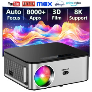 HORLAT Nuovo Beamer 1600Ansi Proiettore Esterno Android 4K 32GB Rom Full HD 1080P