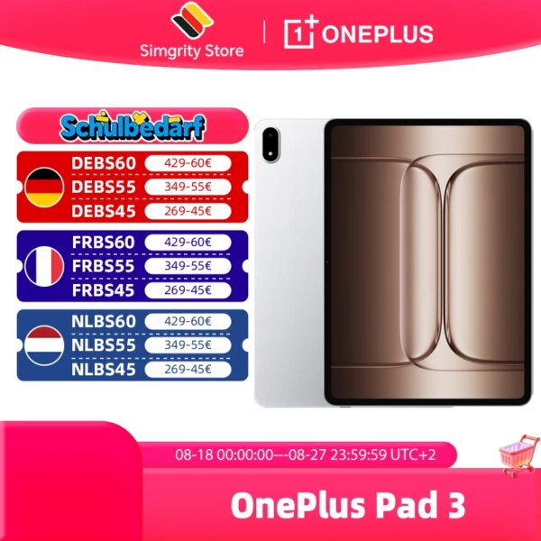 OnePlus Pad 3 Versione Globale Tablet Snapdragon 8 Elite 13.2" 144Hz Display 3.4K