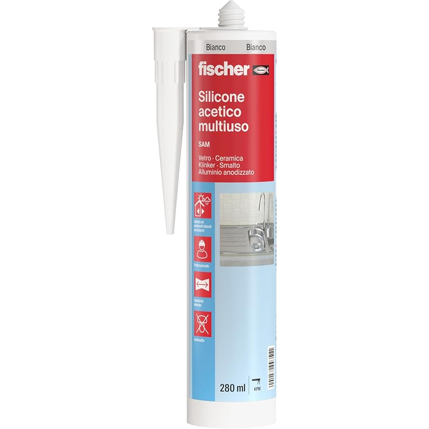 Fischer Silicone Acetico Multiuso Bianco SAM 280 ml Fischer Silicone Acetico Multiuso Bianco SAM 280 ml