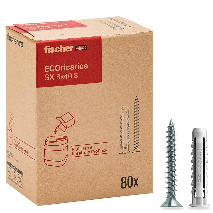 Fischer Ecoricarica 80 Tasselli SX 8x40 S con Vite Fischer Ecoricarica 80 Tasselli SX 8x40 S con Vite