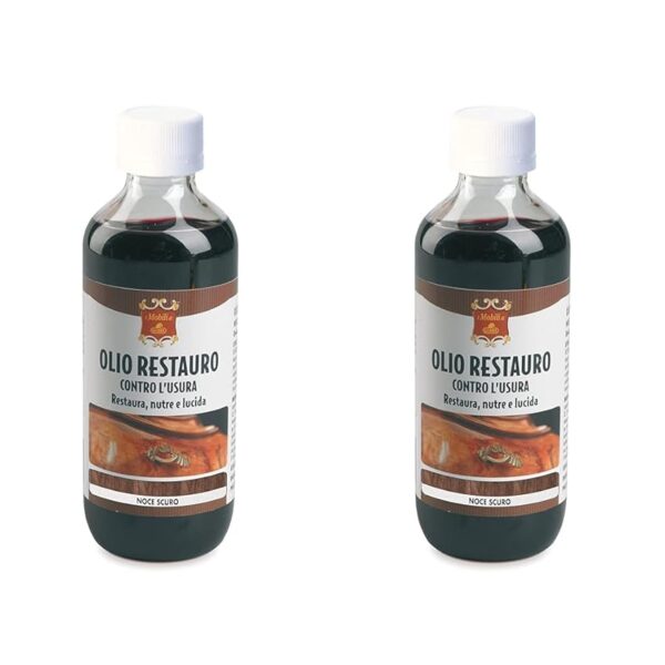 Gubra Olio Restauratore Flacone Noce Scuro 200ml (Confezione da 2)