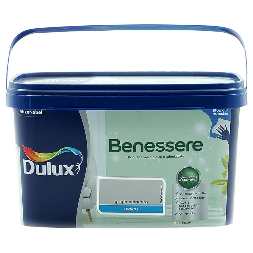 Dulux Benessere Pittura Colorata all'Acqua per Interni Superlavabile Anti Muffa Anti Dulux Benessere Pittura Colorata all'Acqua per Interni Superlavabile Anti Muffa Anti
