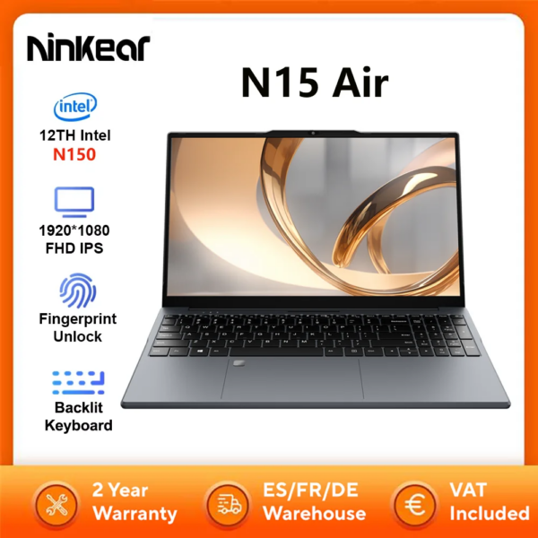 Ninkear N15 Air Laptop Intel N150 16GB DDR4 512GB SSD 15.6" FHD Tastiera retroilluminata