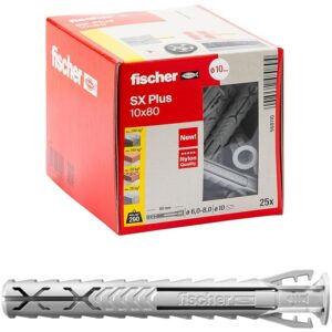 Fischer 25 Tasselli Lunghi SX Plus 10x80 mm per Muro Pieno
