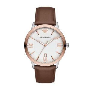 Orologio Uomo EMPORIO ARMANI GIOVANNI AR11211 Vera Pelle Marrone Bianco