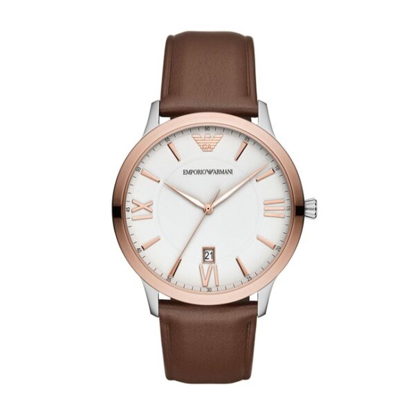 Orologio Uomo EMPORIO ARMANI GIOVANNI AR11211 Vera Pelle Marrone Bianco