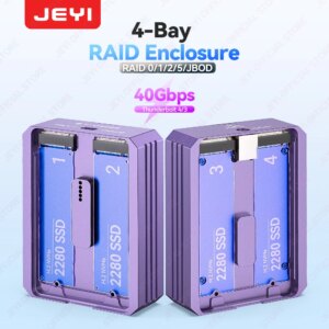 JEYI Custodia SSD NVMe M.2 a 4 alloggiamenti con Thunderbolt 4/3 e USB 4 40 Gbps