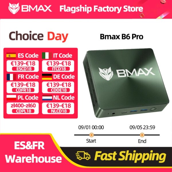 Bmax B6Pro Mini PC Intel ® Nucleo ™ Computer I5 16Gb 512Gb Ssd Win11 2.4Ghz/5Ghz Dual Band Wi