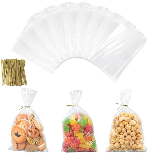 AiQInu 200 Pezzi Sacchetti Trasparenti con Lacci