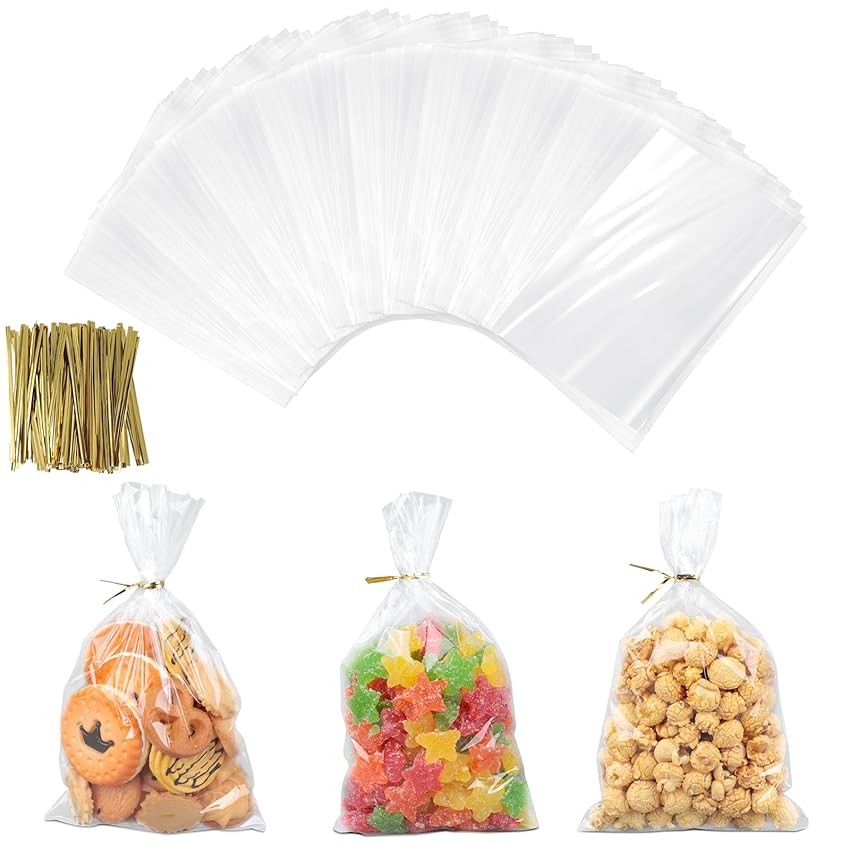 AiQInu 200 Pezzi Sacchetti Trasparenti con Lacci AiQInu 200 Pezzi Sacchetti Trasparenti con Lacci