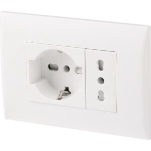 Electraline 22110 Blocco presa da incasso/Set Placca Premontata 2 posti (1 Presa universale)