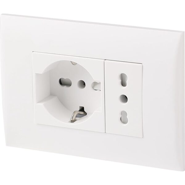 Electraline 22110 Blocco presa da incasso/Set Placca Premontata 2 posti (1 Presa universale)
