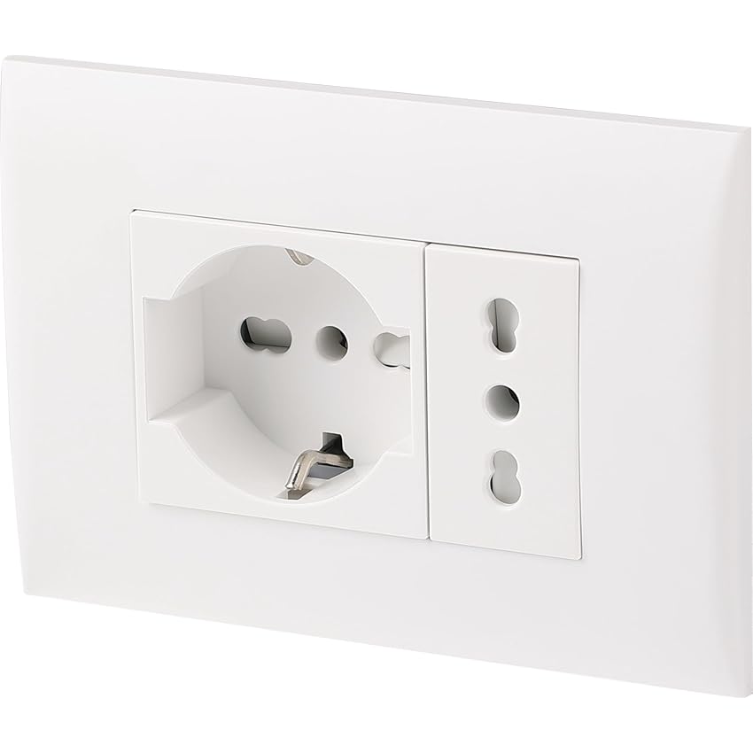 Electraline 22110 Blocco presa da incasso/Set Placca Premontata 2 posti (1 Presa universale) Electraline 22110 Blocco presa da incasso/Set Placca Premontata 2 posti (1 Presa universale)
