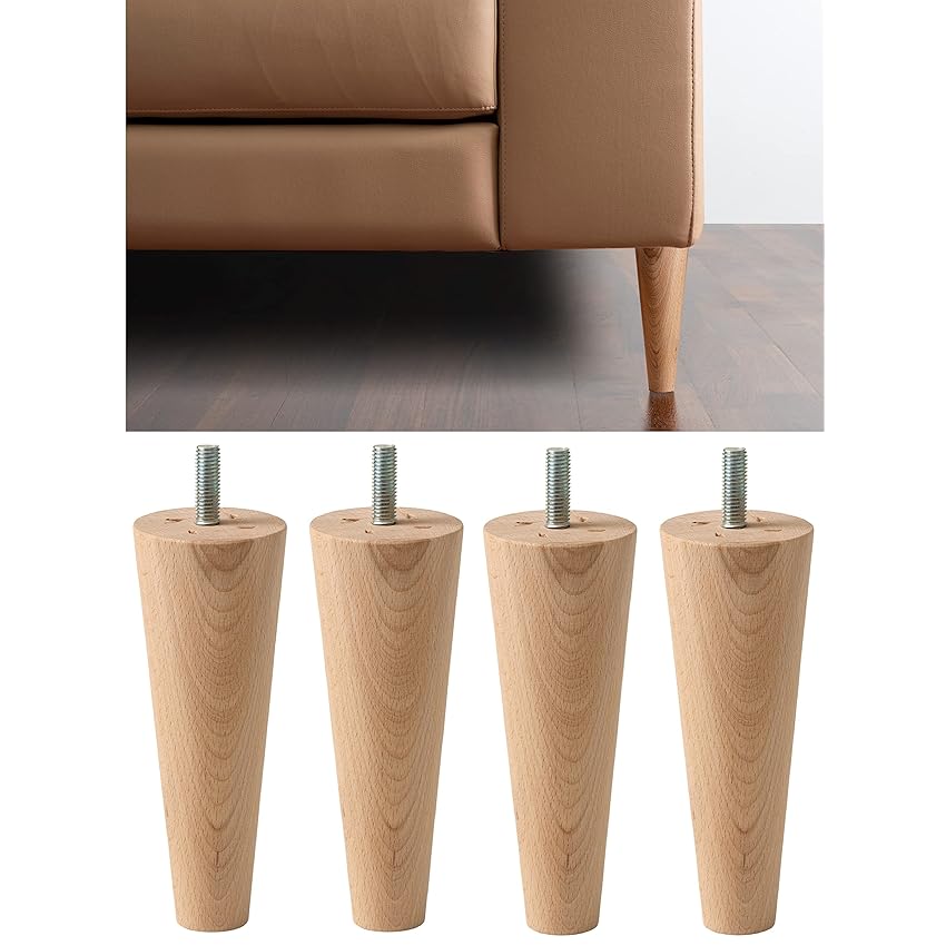 IPEA Piedini per Mobili e Divani Alti 16 cm in Legno Grezzo - Made in Italy