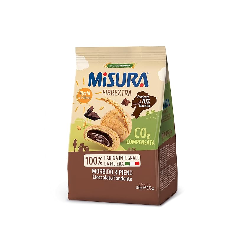 Misura Fibrextra Biscotti Integrali - con Farcitura al Cioccolato Fondente Misura Fibrextra Biscotti Integrali - con Farcitura al Cioccolato Fondente