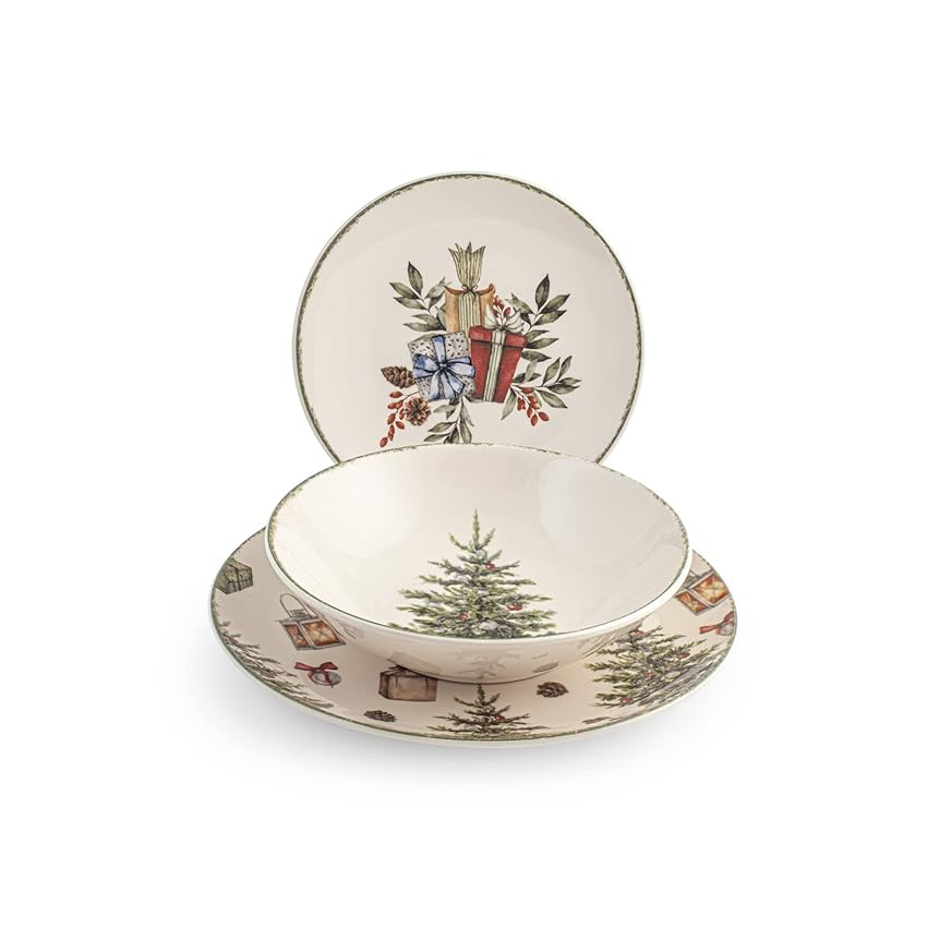 H&H Servizio Tavola 18 Pezzi Christmas Carol – Piatti in Stoneware Natalizi H&H Servizio Tavola 18 Pezzi Christmas Carol – Piatti in Stoneware Natalizi