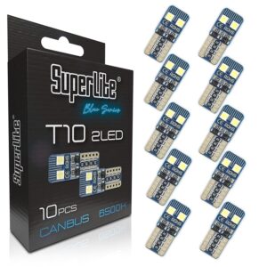 Superlite Set di 10 lampadine T10 a 4 Leds della gamma Blue Series. Tecnologia CanBus