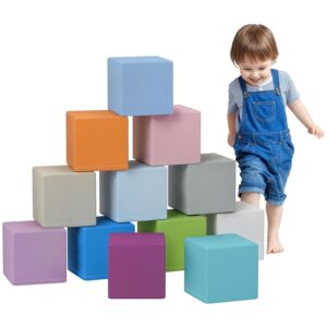 HOMCOM Set 12 Cubi Giocattolo Morbidi per Bambini 12-36 Mesi