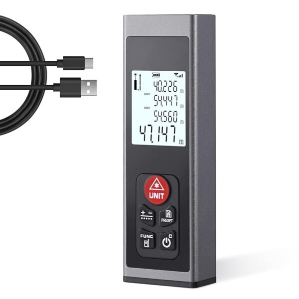 HYCHIKA Metro Laser - Misuratore Laser Tipo C Ricaricabile 60M Telemetro Laser Con