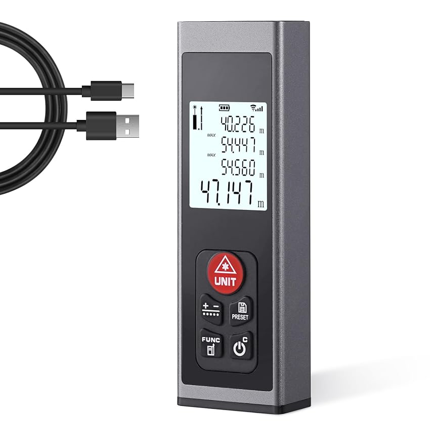 HYCHIKA Metro Laser - Misuratore Laser Tipo C Ricaricabile 60M Telemetro Laser Con HYCHIKA Metro Laser - Misuratore Laser Tipo C Ricaricabile 60M Telemetro Laser Con