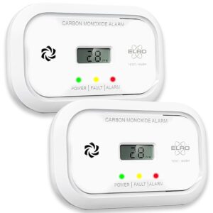 2-Pack Rilevatori di Monossido di Carbonio ELRO FC5003 | Sensore da 10 Anni | Con Display | 2 Pezzi