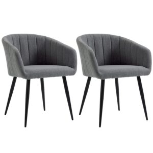 HOMCOM Set di 2 Sedie Imbottite Moderne con Rivestimento in Tessuto