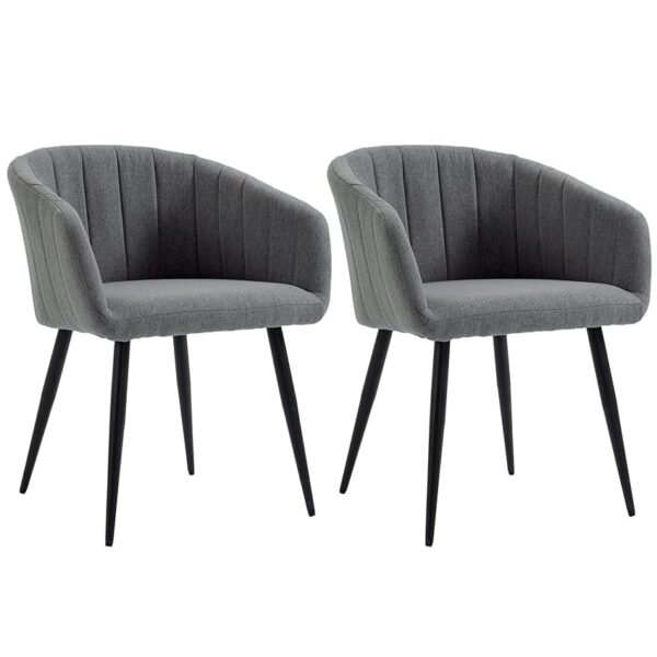 HOMCOM Set di 2 Sedie Imbottite Moderne con Rivestimento in Tessuto