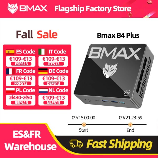Bmax B4 Plus Mini Pc Windows 11 Pc Intel N100 16Gb 512Gb Ssd 2*Hdmi 1*Type