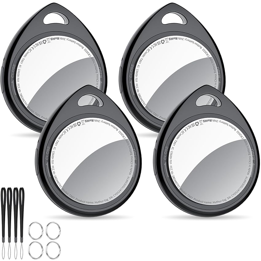 QCOQ® Air Tags 4 Pezzi Nero QCOQ® Air Tags 4 Pezzi Nero