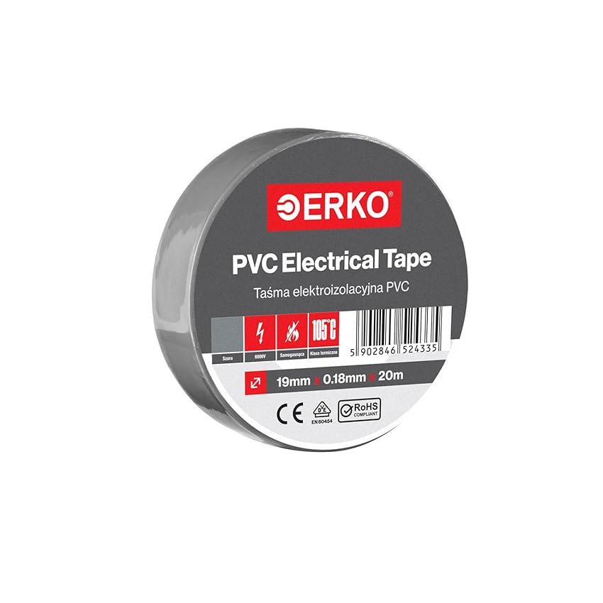 ERKO Nastro Isolante elettrico grigio 19 mm x 20 m PVC Per isolare ERKO Nastro Isolante elettrico grigio 19 mm x 20 m PVC Per isolare