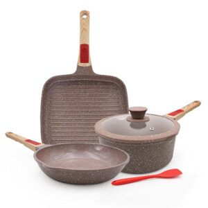AIKENBBKK Set di Pentole e Padelle da in Ceramica 5 pezzi