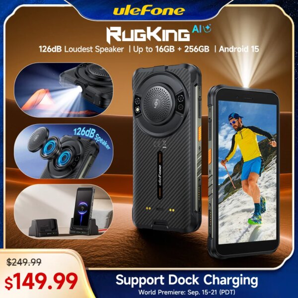 【Estreno mondiale】Ulefone RugKing Telefono robusto 4G Android 15 Fino a 16 GB + 256