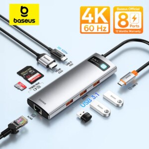 Baseus Hub USB Tipo C a HDMI Adattatore hub USB 3.1 compatibile Porta Ethernet RJ45