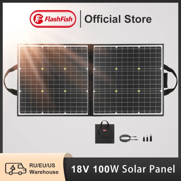 FF Flashfish 100W 18V pannello solare portatile 5V USB pieghevole caricabatteria a
