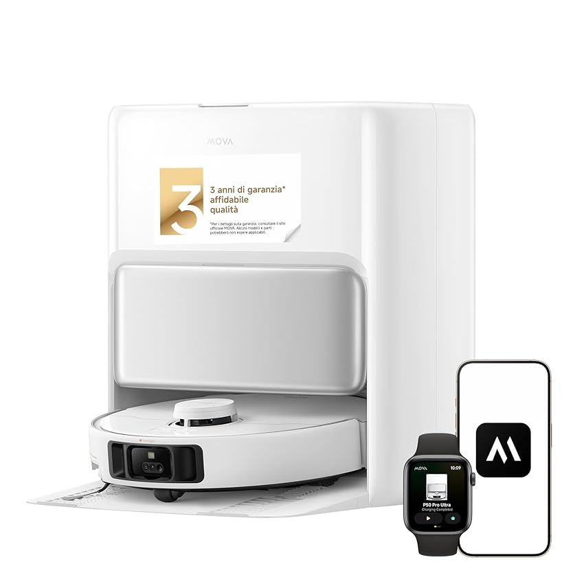 Mova P50 Pro Ultra Robot Aspirapolvere 19000 Pa con Mocio Flessibile