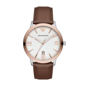 Orologio Uomo EMPORIO ARMANI GIOVANNI AR11211 Vera Pelle Marrone Bianco