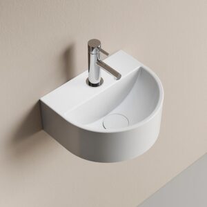 EMKE Lavabo Semicircolare 303 x 255 x 120 mm – Lavabo Sospeso da Parete in Ceramica