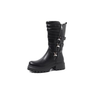 QUEEN HELENA Stivaletti Biker Stivali con Zip Laterale Donna X29