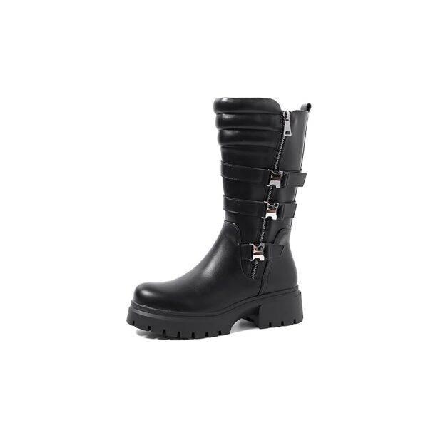 QUEEN HELENA Stivaletti Biker Stivali con Zip Laterale Donna X29