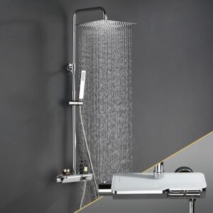 Görbach Colonna Doccia con Termostatico in Acciaio INOX 304 Colonna Doccia Rubinetto