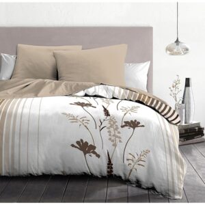 Home Linge Passion Parure copripiumino 240 x 260 NARJISS crema e tonalità di legno