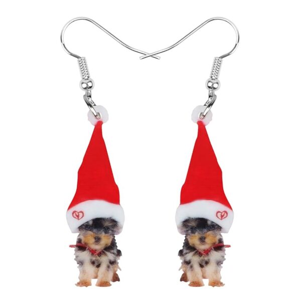 WEVENI Orecchini in acrilico per cani di Chihuahua di Natale