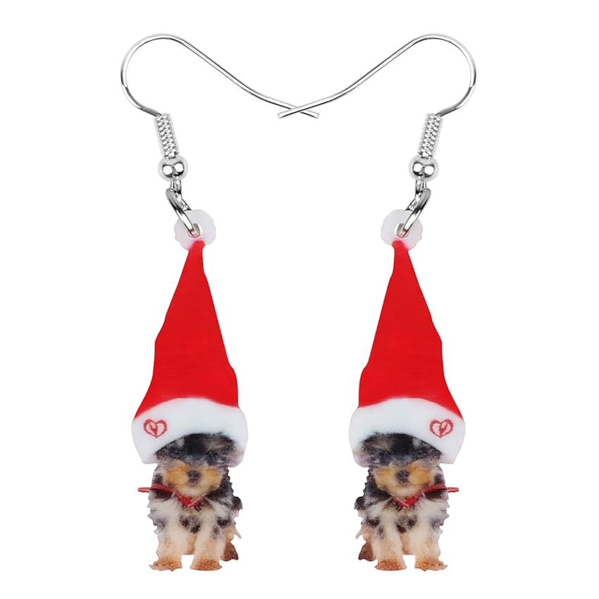 WEVENI Orecchini in acrilico per cani di Chihuahua di Natale WEVENI Orecchini in acrilico per cani di Chihuahua di Natale