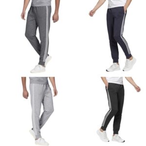 Set 4 Pezzi Pantaloni Tuta Uomo Caldo Cotone Felpato Bande Laterali Sport VEQUE