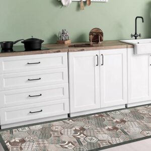 CREARREDA Tappeto cucina 180x50cm Hexagonal Green Tiles vinile antiscivolo e lavabile