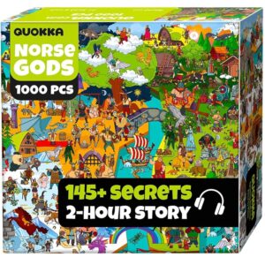 QUOKKA Puzzle da 1000 pezzi per adulti divinità norrene: puzzle per adulti con compiti