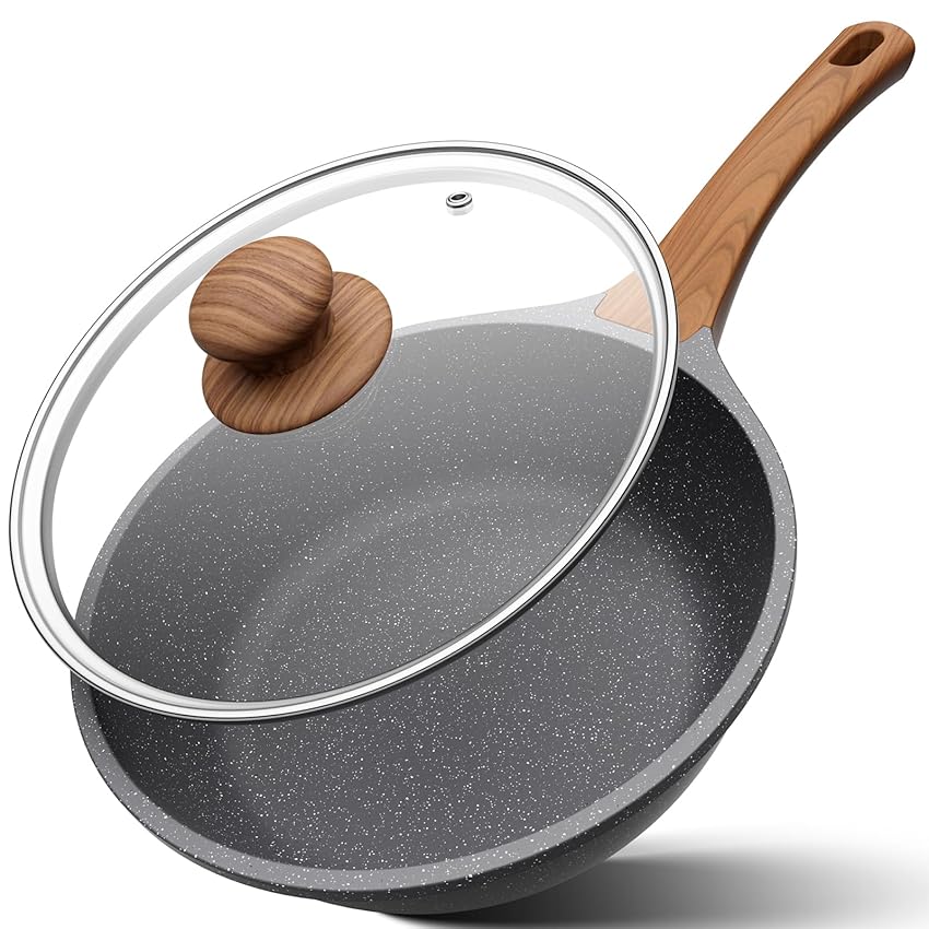 YASHE Padella Alta in Granito 26 cm con Coperchio – Padella Antiaderente Profonda YASHE Padella Alta in Granito 26 cm con Coperchio – Padella Antiaderente Profonda